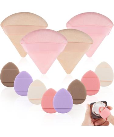 12 Pieces Mini Powder Puff Face Triangle Makeup Puff Finger Soft Makeup Puff Setting Sponge Mineral Powder for Mineral Powder Loose Powder Body Powder Cosmetic Foundation (Pink, Nude)