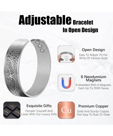 Jeracol Copper Magnetic Bracelet for Men Women - 100% Solid Copper Cuff Bangle with Powerful Magnets - Adjustable, Gift Box Included - Buy Online on GoSupps.com