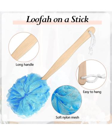 Long Handled Loofah Back Scrubber - 18 Piece Set for Shower, Men and Women - Exfoliating Bath Body Brush with Soft Mesh Luffas - Buy Online on GoSupps.com