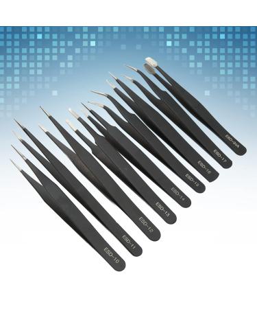 Duckettes 9PC Stainless Steel Tweezers Set | Slide-Resistant Pointed & Curved Tips for Mobile Phone Repair - International Shipping Available - Buy Online on GoSupps.com