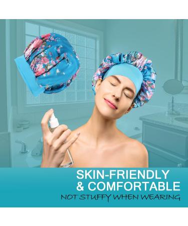 3 Pack Large Satin Bonnets for Women - Wide Band Silky Sleeping Cap Floral Print - One Size - Buy Online on GoSupps.com