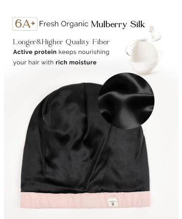 YANIBEST 100% Mulberry Silk Lined Sleep Cap Pink - Adjustable Hair Bonnet for Natural Hair - Slouchy Beanie Hat - One Size - Buy Online on GoSupps.com