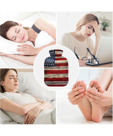 American Flag Wood Heat Bottle with Cover - Pain Relief Water Bag for Headaches (1L) | International Shipping - Buy Online on GoSupps.com