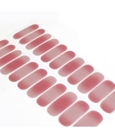 Gel Nail Stickers 22PCS Semi Cured Gel Nail Polish Stickers Nail Wraps Adhesive Gel Nail Strips with Nail File Stick & Prep Pads (UV/LED Lamp Required) - Pink Gradient Glitter Pink Glitter Gradient