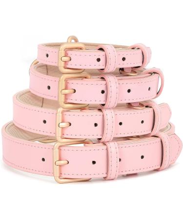 JASGOOD Leather Dog Collar for Small Medium Large Dogs | Adjustable Soft Breathable Padded Puppy Collar | Heavy Duty Waterproof Pet Collar in Pink | Size M Neck 16.73 -20.66, Width 0.98 - Buy Online on GoSupps.com