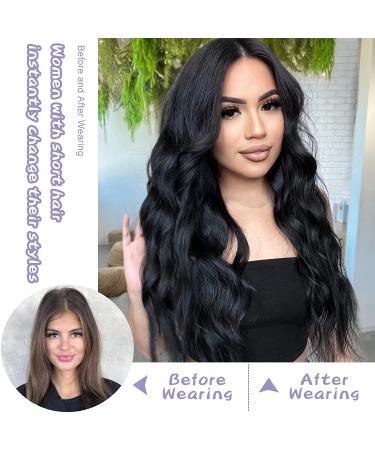 AIQUEENS Long Black Wavy Wig for Women - Natural Synthetic Hair Replacement for Daily & Party Use - Buy Online on GoSupps.com