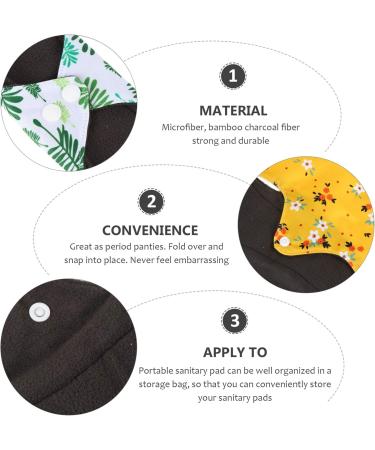 Exceart Bamboo Charcoal Sanitary Pads - 4 Reusable Waterproof Inserts for Women | Eco-Friendly Incontinence Solutions - Buy Online on GoSupps.com