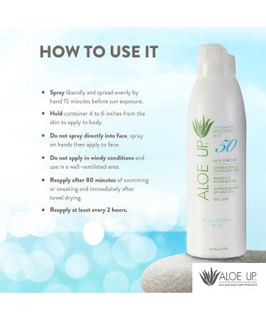 Aloe Up White Sunscreen Continuous Spray SPF 50 - Non-Greasy Face & Body Sunscreen Spray with Aloe | Paraben-Free & Cruelty-Free - 5.5 Fl. Oz - Buy Online on GoSupps.com
