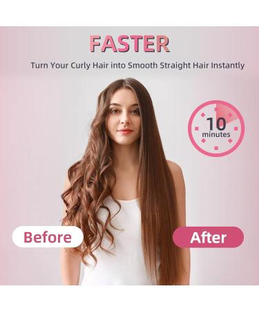 Hair Straightener Brush - Ionic Anti-Scald Ceramic Flat Iron for Women | Fast Heating Hair Styling Comb (Pink - Buy Online on GoSupps.com