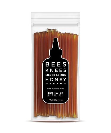 Bees Knees Meyer Lemon Honey Sticks | 50 Sticks | Wildflower Honey Straws Infused with a Bright Citrus Squeeze | Honey Sticks for Tea | Foodie Gifts, Tea Gifts, Unique Gift Ideas