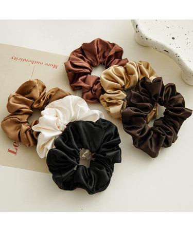 6-Pack Satin Hair Scrunchies Set - Elegant Elastic Ponytail Holders for Women & Girls - Buy Online on GoSupps.com