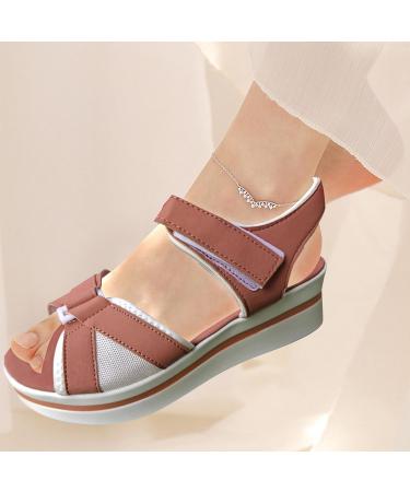 Juzinqu Women Sandals - Thick Sole Flat Hiking Sandals with Adjustable Straps for Beach & Shopping - Pink 36 EU - Buy Online on GoSupps.com
