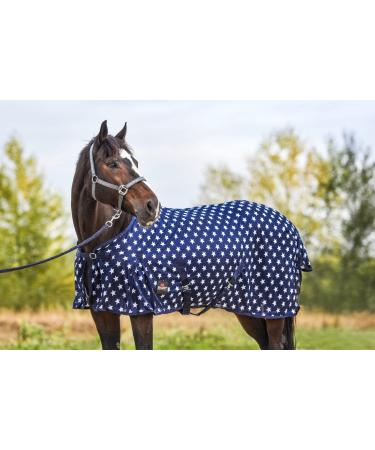 Starting blanket for horses with an elastic neck flying corner of cold blood - breathable eczema ceiling with insect shot light summer ceiling and insect protection (dark blue/white 115 cm) 115 dark blue/white