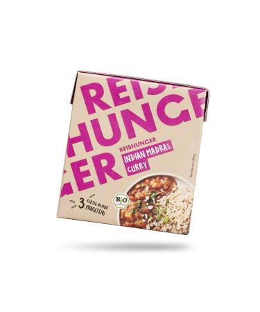 Reishunger 3 -minute finished dish Indian Madras Curry (3x340ml) - vegan gluten -free & without preservatives - only natural ingredients in organic quality 340 ml (3 -pack)