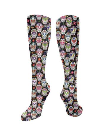 Sugar Skull Flower compression socks for women and men circulation 15 20 mmHg is the best support for sporty running and cycling