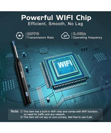 Buy Ear Wax Removal Kit with Camera - 1920HD Ear Cleaner Tool for iOS & Android | Built-in WiFi 6 Ear Pickers - Black - Buy Online on GoSupps.com