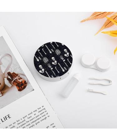 Skull Dark Skeleton Anatomy Contact Lens Case - Portable Travel Lens Box with Mirror for Easy Storage - Buy Online on GoSupps.com