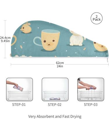 Tea Cup Dog Hair Towel 2 Pack | Super Absorbent Quick Dry Hair Turbans for Women & Girls | Ultimate Hair Drying Solution - Buy Online on GoSupps.com