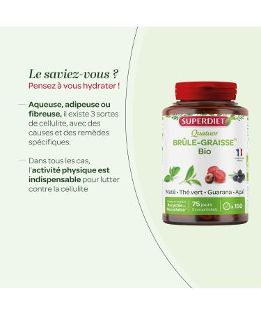 SUPERDIET - ORGANIC FAT BURNER QUARTET - Mate Guarana Green Tea Acai - Made in France - 150 tablets - Buy Online on GoSupps.com