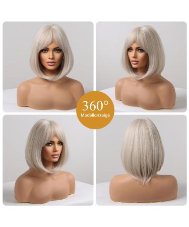 14-Inch Blonde Bob Wigs for Black Women | Short Straight Platinum Synthetic Hair | Glue-Free Hair Replacement - Buy Online on GoSupps.com