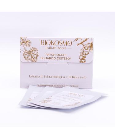 BIOKOSMO - italian roots - DISTESTED EYE PATCH. Organic ivy and blackcurrant extract. Contains 4 envelopes of 2 disposable eye patches 16 ml. 100% Made in Italy and Cruelty Free - Buy Online on GoSupps.com