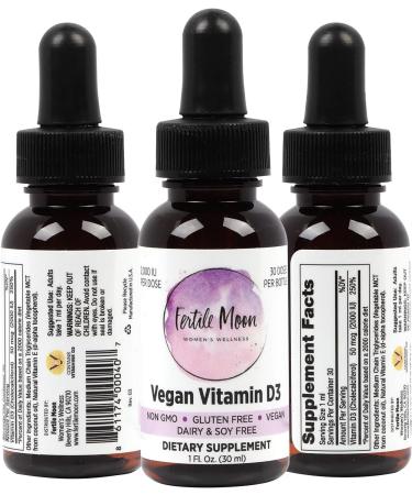 Vegan Liquid Vitamin D3 2000IU by Fertile Moon - Plant-Based, Non-GMO, Gluten-Free, 30 Doses - Buy Online on GoSupps.com