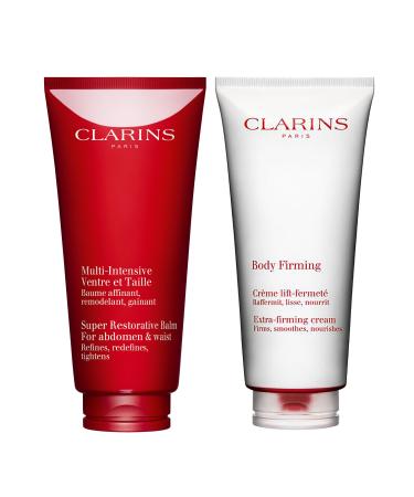 Clarins Extra-Firming Body Cream and Super Restorative for Abdomen & Waist Bundle | Anti Aging Body Cream | Visibly Firms and Tightens | All Skin Types