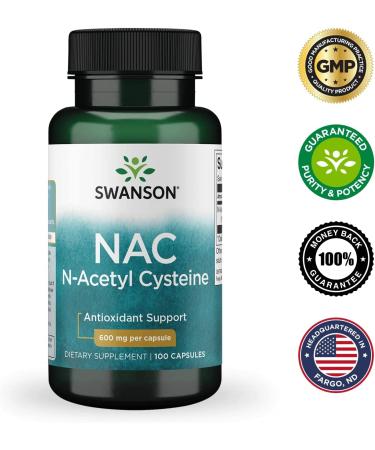 Swanson NAC N-Acetyl Cysteine 600mg Capsules - Antioxidant & Liver Support Supplement - Buy Online on GoSupps.com