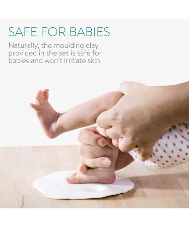 Navaris Baby Handprint and Footprint Kit - Frame and Clay Set for Casting Newborn Boys and Girls' Hand and Foot Prints - Grey Bamboo Frame - Buy Online on GoSupps.com