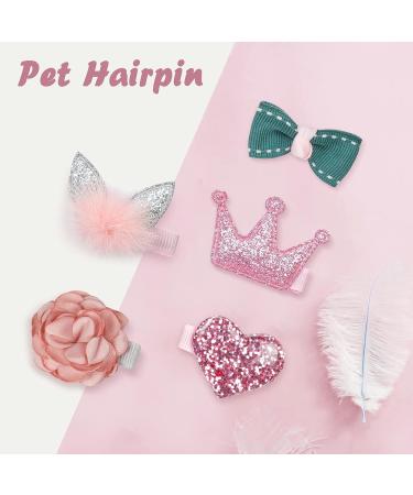 WWW Small Dog Hair Clips 5 Pcs Cat Dog Hair Bows Girls Puppies Hair Barrettes Cute Bow Flower Crown Hairpin Head Flower Hair Pins Cat Puppy Party Birthday Grooming Hair Accessories Pink - Buy Online on GoSupps.com