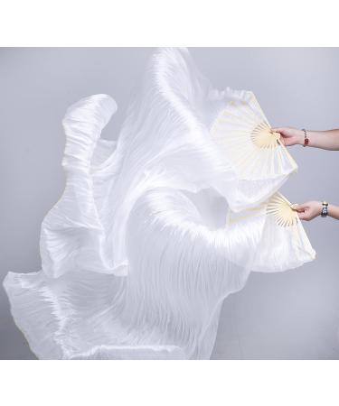 White Silk Belly Dance Fan Veils - Hand-Made 1.8m - FJYIRI Women - Buy Online on GoSupps.com