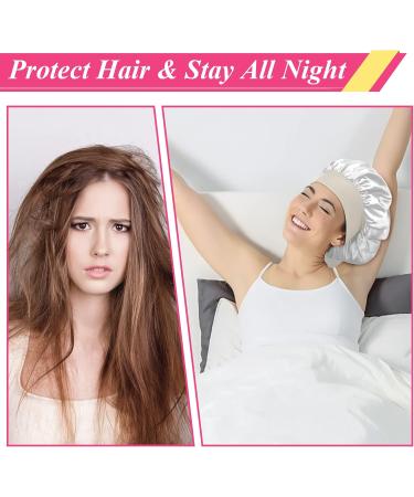 4pcs Satin Silk Bonnet Set for Curly Hair - Night Sleep Cap for Women (Black Red Gold Silver) - Buy Online on GoSupps.com