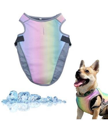 Dog cooling vest cooling coat for dogs breathable cooling vest made of mesh with adjustable straps for large medium and small dogs (s) s rainbow