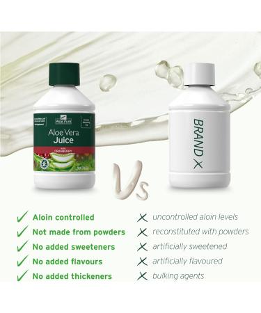 Aloe Pura Aloe Vera Juice with Cranberry 500ml Vegan & Cruelty Free Supplement - Buy Online on GoSupps.com