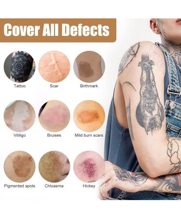 Tattoo Concealer Waterproof Tattoo Cover Up Makeup Two-Tone Skin Concealer for Scars Acne Dark Spots on Body for Legs for Men and Women - Buy Online on GoSupps.com