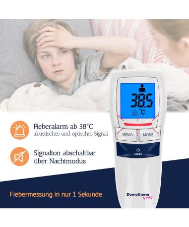 Domotherm Free Contactless Infrared Thermometer - Fast Accurate Forehead Fever Measurement for Babies Children & Adults - Buy Online on GoSupps.com