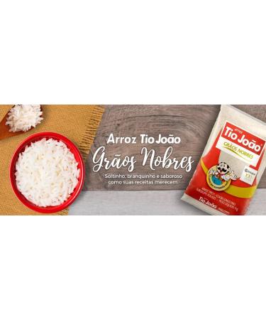 Tio Jo o Tio Joao Long Grain Rice Easy Cook | Brazilian Rice 1kg | Arroz Tio Joao | Arroz Branqueado Longo | Riz Blanchi Long | Riso Lavorato Lunghi | Arroz do Brazil Tio Joao | Pack 1kg - Buy Online on GoSupps.com