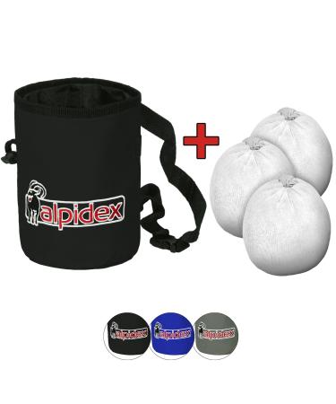 ALPIDEX Chalkbag including 3 x Chalk Ball 35 g Climbing Chalk Bouldering Climbing Fitness Gym Gymnastics Weightlifting Black Rock
