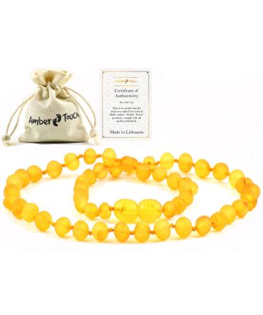 RAW Amber Necklace (Unisex) 13 inch. Unpolished Natural Amber from Baltic Region (honey)