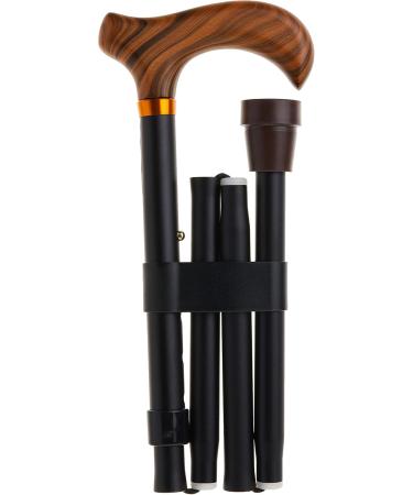 PCP Mobility Adjustable Travel Folding Cane Wood Derby Handle Matte Black 3/4-Inch Tip Size - Buy Online on GoSupps.com