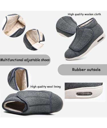 FZYUAN Winter Diabetic Slippers for Swollen Feet | Extra Wide Orthopedic Walking Shoes | Adjustable Non-Slip Elderly Arthritis Shoes - Grey (Women 12/Men 9) - Buy Online on GoSupps.com