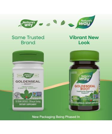 Nature's Way Goldenseal Root 2 Pack - Non-GMO Vegan Digestive Support with Berberine - 50 Capsules Each - Buy Online on GoSupps.com