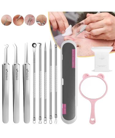 Cohbskj Usiveinborn Blackhead Remover Usiveinborn Tweezers Professional Blackhead Remover Tweezers Stainless Steel Facial Pimple Popper Tool for Women Men (Set F)