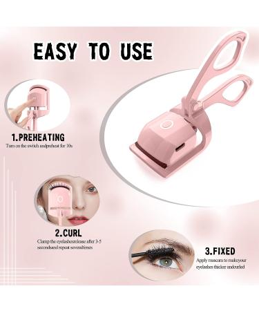 Rechargeable Electric Heat Eyelash Curler - Pink | For Thick & Thin Lashes | 24-Hour Lasting Curl - Buy Online on GoSupps.com