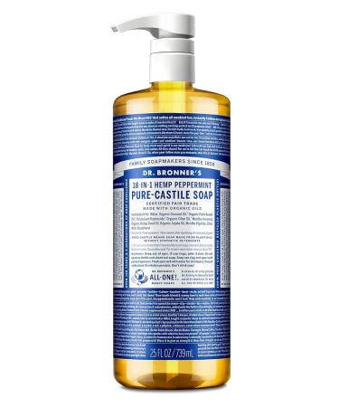 Hemp Peppermint Pure Castile Oil - Organic 25 oz | Vegan Non-GMO Multi-Purpose Soap for Face Body Hair Laundry & Pets | Eco-Friendly Refreshing Clean - Buy Online on GoSupps.com