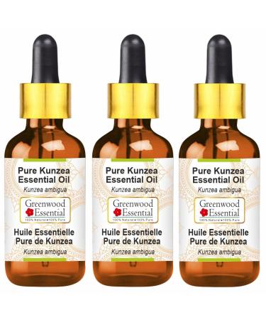 Greenwood Essential Pure Kunzea Essential Oil (Kunzea ambigua) with Glass Dropper Natural Therapeutic Grade Steam Distilled (Pack of Three) 100ml X 3 (10 oz)