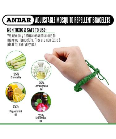 Anbar Leather Mosquito Repellent Bracelets for Adults and Kids 12 Pack Deet Free All-Natural Anti-Mosquito Tick and Insect Essential Oils 300-Hour Waterproof Outdoor Protection (Mixed) - Buy Online on GoSupps.com
