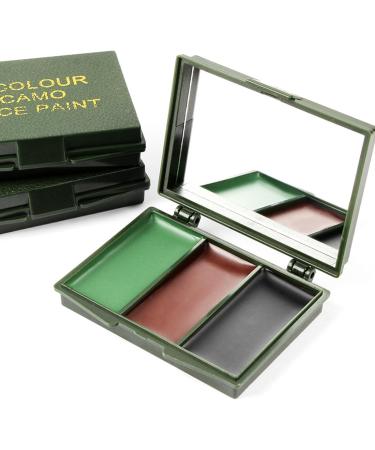  Wootapson 3 Colors Camouflage Cream Face Blush Cream Camouflage Body Makeup Party Makeup (Black Green Brown) Ideal for Outdoor Face Makeup Includes Mirror - Buy Online on GoSupps.com