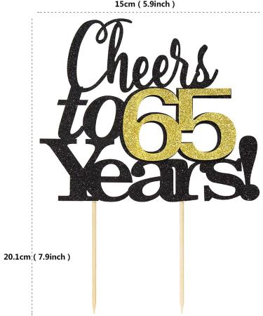 1Pc Cheers to 65 Years Cake Topper Happy 65th Birthday Cake Topper 65th Anniversary Birthday Party Decor Supplies Celebrating Party Decorations - Buy Online on GoSupps.com
