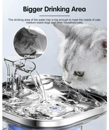 68oz 304 Stainless Steel Cat Water Fountain with 3 Filters | Automatic Pet Dispenser | Quiet Electric Drinking Fountain for Small Dogs and Multiple Pets - Buy Online on GoSupps.com